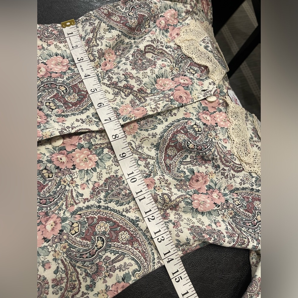 Vintage renaissance cottagecore romantic prairie 70s 80s floral tea dress Xs/S - Picture 5 of 9